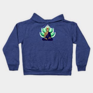 Abhaya Mudra Buddha with Lotus Flower, Green and Blue Kids Hoodie